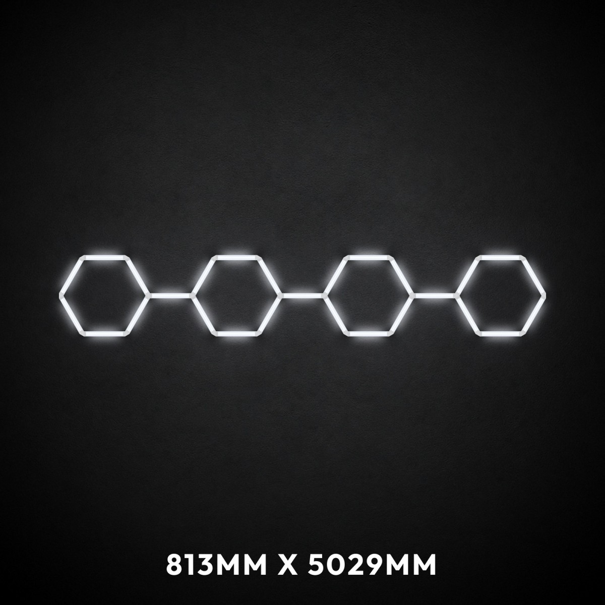 4pc Hexagon LED Lighting Grid - Chain switched on, 813 x 5029mm overall