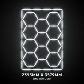 11pc Hexagon LED Lighting Grid & Border switched on, 2395 x 3579mm overall