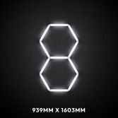 2pc Hexagon LED Lighting Grid switched on, 939 x 1603mm overall