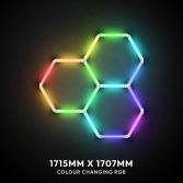 3pc Hexagon LED RGB Lighting Grid switched on, 1715 x 1707mm overall