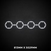 4pc Hexagon LED Lighting Grid - Chain switched on, 813 x 5029mm overall