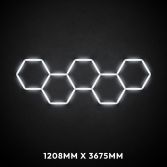 5pc Hexagon LED Lighting Grid 2 switched on, 1208 x 3675mm overall