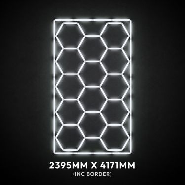 14pc Hexagon LED Lighting Grid & Border switched on, 2395 x 4171mm overall