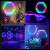 2pc Hexagon LED RGB Lighting Grid