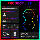 2pc Hexagon LED RGB Lighting Grid