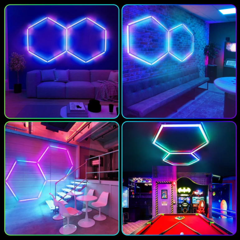 2pc Hexagon LED RGB Lighting Grid