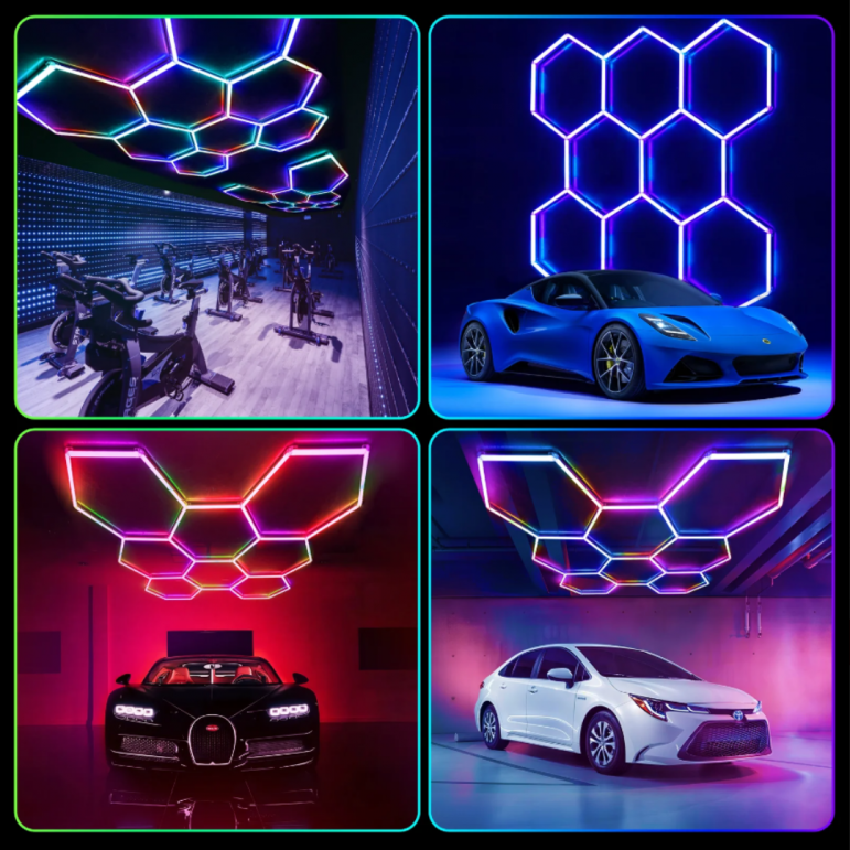 2pc Hexagon LED RGB Lighting Grid