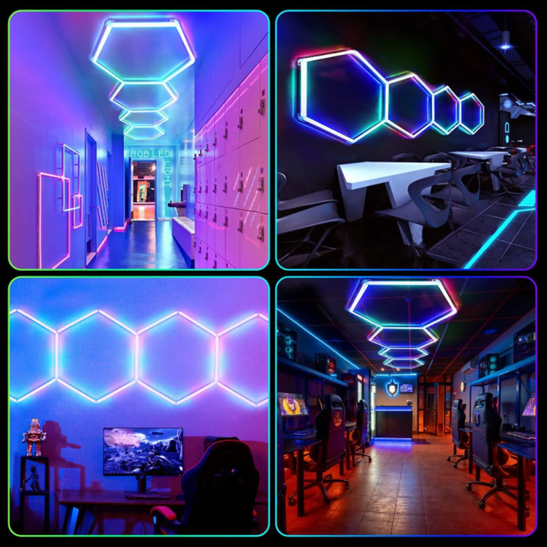2pc Hexagon LED RGB Lighting Grid