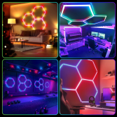 3pc Hexagon LED RGB Lighting Grid