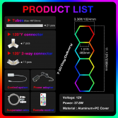 4pc Hexagon LED RGB Lighting Grid
