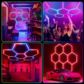 4pc Hexagon LED RGB Lighting Grid