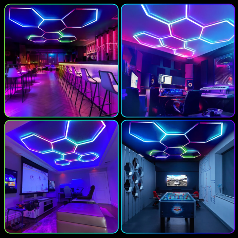 4pc Hexagon LED RGB Lighting Grid