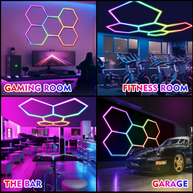 5pc Hexagon LED RGB Lighting Grid