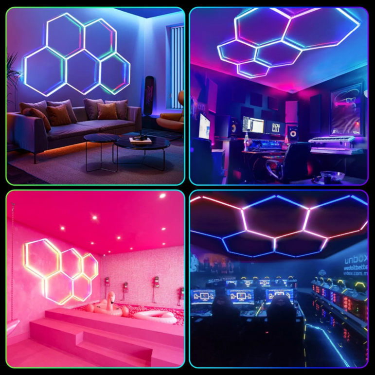 5pc Hexagon LED RGB Lighting Grid