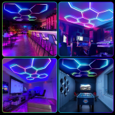8pc Hexagon LED RGB Lighting Grid
